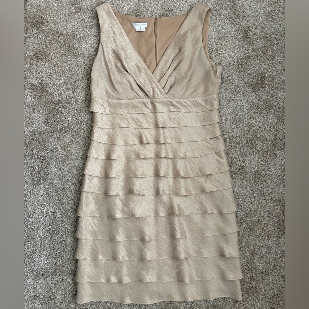 London Times Layered Cream Dress